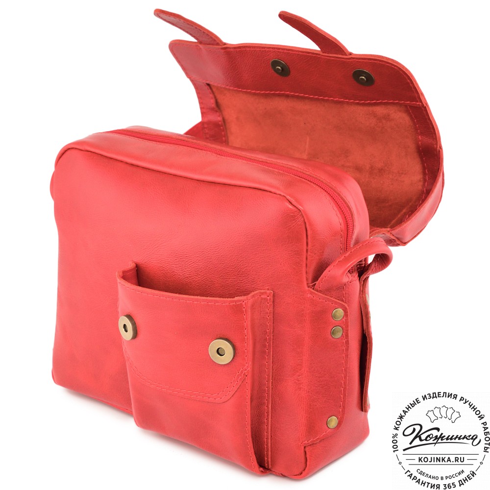 Кожаная сумка "Фрея" (красная) 